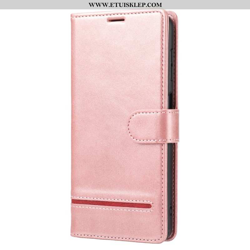 Etui Folio do Poco X5 5G Liniowy Efekt Skóry